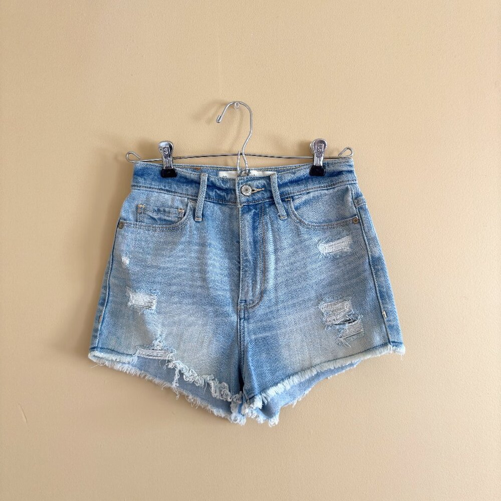 Abercrombie & Fitch Light Wash High Waisted Distressed Cutoff Shorts